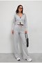 WOMEN'S DOUBLE-SIDED ZIPPER CARDIGAN ELASTIC-WAIST PANTS SELANIK FABRIC TOP AND BOTTOM SET - 4