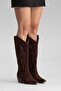 Pietro Brown Brown Suede Genuine Leather Women's Western Boots - 4
