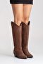 Ania Brown Suede Genuine Leather Women's Western Boots - 4