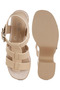 Women Chunky Pin Buckle Platform Heels in Beige - 5