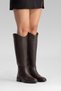 Ruiz Brown Skin Genuine Leather Stretch Detailed Women's Boots - 4