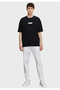Black Oversized Loose Fit Tie-Waist Cotton Stretch Dobby Side Pocket Trousers - 2