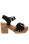 Women Real Suede Leather Clog Sandals in Black - 2
