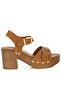 Women Real Suede Leather Clog Sandals in Tan - 2