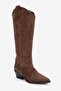 Ania Brown Suede Genuine Leather Women's Western Boots - 8