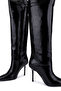 Women's Genuine Leather Black Wrinkled Patent Leather Heeled Boots - 4