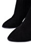 Women's Genuine Leather Black Suede Heeled Boots - 3