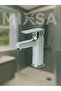 Chrome Square Fixed Bathroom Sink Faucet Mixer - 2