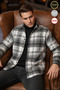 Men's White Black Pinstripe Plaid Lumberjack Thick Soft Textured Regular Old Money Culture Shirt - 2