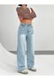 High Waist Wide Leg Light Blue Women's Trousers - 5
