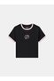 Gj Short Sleeve Crew Neck Baby Ringer Heart Detail Women's Black T-Shirt W6Ri16J1314-Jblk - 5