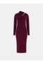 Long Sleeve Turtleneck Priscilla Hair Knitting Corded Fabric Women Burgundy Dress W6Rk01Z2Yj2-Rgp - 4