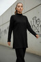 Women's Loose Fit Half Turtleneck Tunic and Bottom Top Set with Elastic Waist Pants - 5