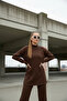Women's Loose Fit Half Turtleneck Tunic and Bottom Top Set with Elastic Waist Pants - 3