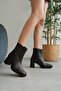 Zippered Blunt Toe Skin Brown Brown Women's Boots (Non-Slip Sole 9 cm) - 5