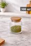 Clairo 300ml Glass Spice Jar - Organizer Jar with Wooden Lid and Sealing Gasket