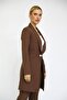 Shawl Collar Pocketed Long Jacket - Bitter Brown - 6