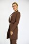 Shawl Collar Pocketed Long Jacket - Bitter Brown - 3