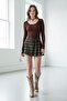 Brown 100%Cotton Plaid Pattern Pleated Mini Shorts Skirt Mg2629 - 2