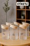 Elina 6-Piece 450 ml Acrylic Spice Jar Set with Vacuum Sealed Wooden Lids, with Label Gift - 2