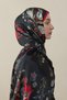 Flora Luxe Voile Silk Shawl Black Red - 6