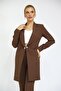 Shawl Collar Pocketed Long Jacket - Bitter Brown