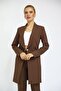 Shawl Collar Pocketed Long Jacket - Bitter Brown - 2