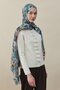 Baroque Pattern Wool Silk Shawl Turquoise-Anthracite - 3