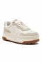 Women's Khaki Leather High Sole Sneaker Shoes White - 2