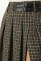 Belted Checkered Flared Woven Skirt Llw0004 Brown Beige - 5