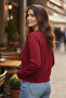 Red Soft Textured Buttoned Jacket-Looking Knitwear Cardigan - 3