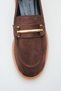 Women's Special Design Elegant Buckle Detailed Brown Suede Loafer Shoes - 4