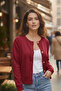 Red Soft Textured Buttoned Jacket-Looking Knitwear Cardigan