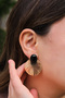 Vip Plate Black Stone Earrings Steel Tip Metal Earrings 4.5cm - 6