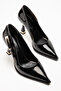 Patent Leather Gold Buckle Heeled Women's Stiletto - 2
