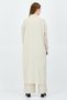 Women 2 Pieces Pointed Collar Long Sleeve Tunic Top And Palazzo Pants Set, Beige - 2
