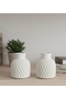Set of 2 Minimalist Decorative Vases - Modern Wavy Textured White Vase - 3