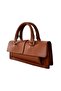 Stylish/Modern Women's Hand and Shoulder Bag with Rectangular Molded Cover and Gold Detailing - 6