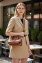 Stylish/Modern Women's Hand and Shoulder Bag with Rectangular Molded Cover and Gold Detailing - 3