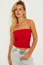Women's Red Strapless Knitwear Blouse Be334 - 2