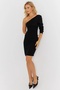 Women's Black One Shoulder Knit Midi Dress Be337 - 2