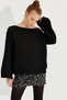 Women's Black Lace-Like Knit Knitwear Blouse Be328 - 4
