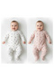 Mi̇lays Powder and Ecru Baby Girl Tulip Patterned 2-Piece Romper Set
