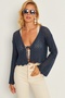 Women's Indigo a Lace-Like Knit Knitwear Cardigan Be335 - 3