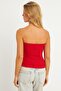 Women's Red Strapless Knitwear Blouse Be334 - 3