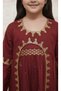 Girls Gold Embroidered Ramadan Kaftan Frock with Cross Body Pouch - 3