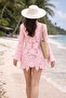 Women's Crochet Long Sleeve Beach Dress - 2