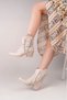 Mateo Premium Beige Western Style Heeled Boots - 5
