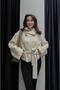 Ecru Zippered Belted Wool Blend Cardigan - 4