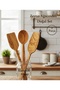 Kamptek Wooden Olive Wood 3-Piece Kitchen Set - Handmade Natural Spatula and Spoon Set - 5
